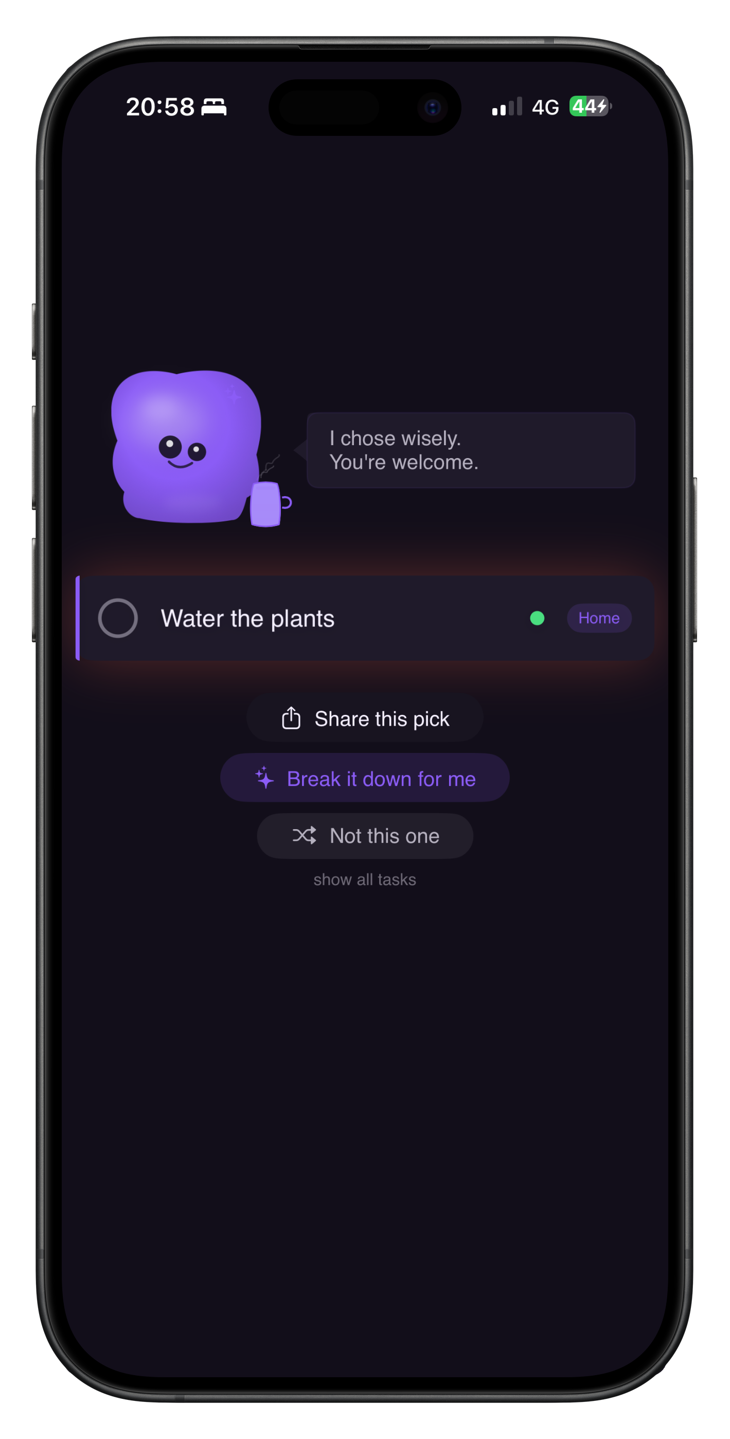 Gloopi picking a task for you